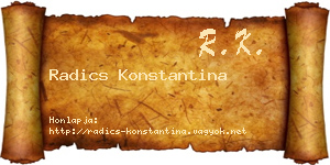 Radics Konstantina névjegykártya